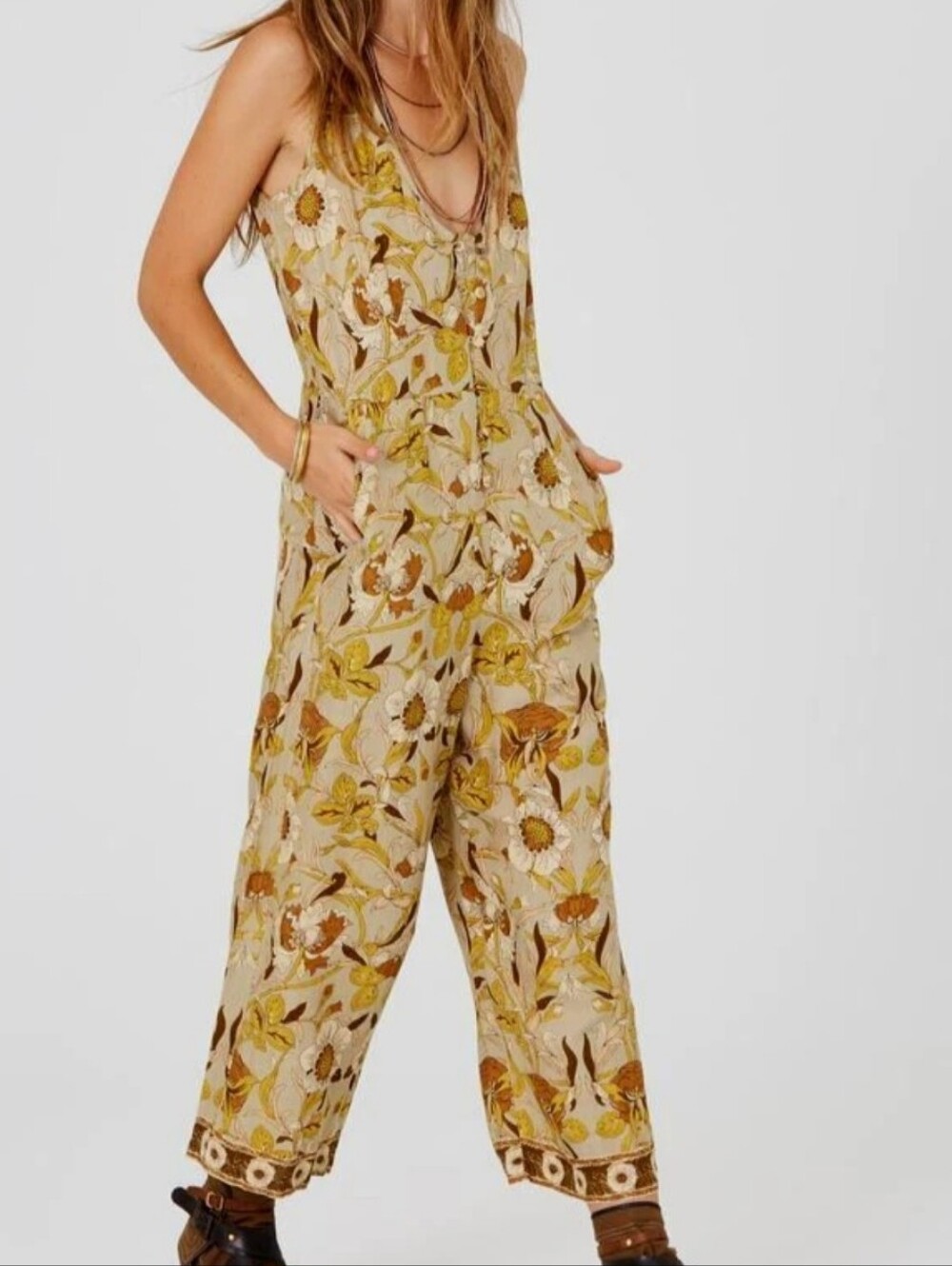 Free People Jen's Pirate Booty Wallflower Neve 70s Floral Boho Jumpsuit